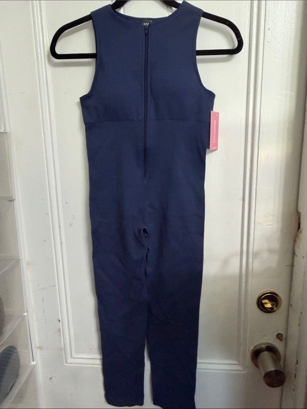 Navy Sleeveless Zip-Front Jumpsuit